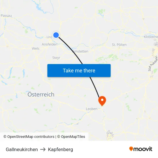 Gallneukirchen to Kapfenberg map