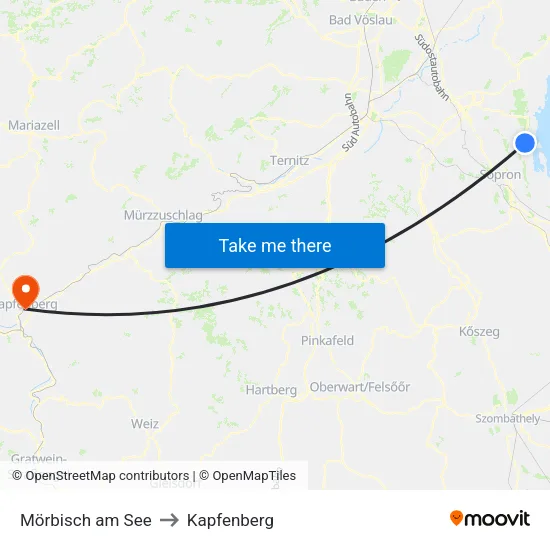 Mörbisch am See to Kapfenberg map