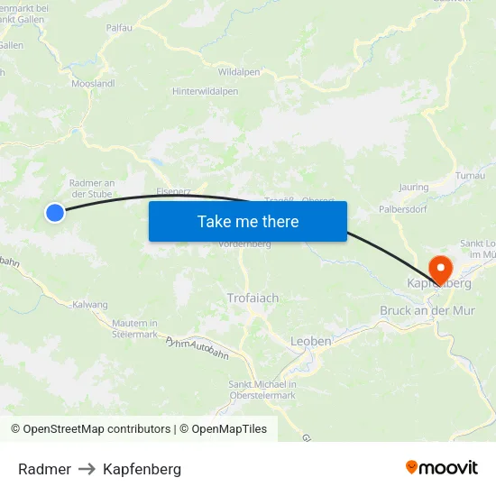 Radmer to Kapfenberg map