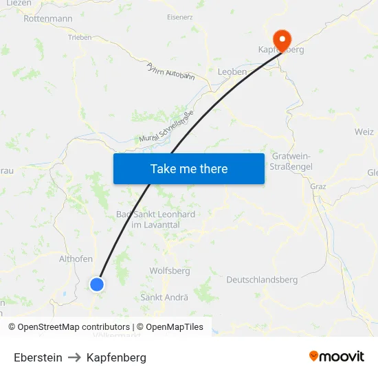 Eberstein to Kapfenberg map