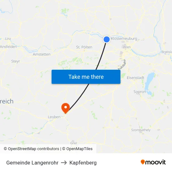 Gemeinde Langenrohr to Kapfenberg map