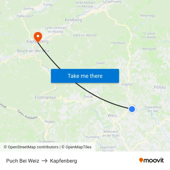 Puch Bei Weiz to Kapfenberg map