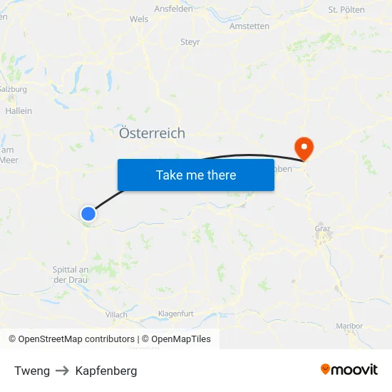 Tweng to Kapfenberg map
