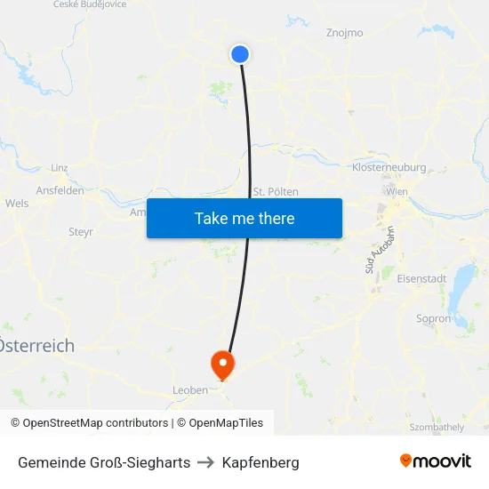 Gemeinde Groß-Siegharts to Kapfenberg map