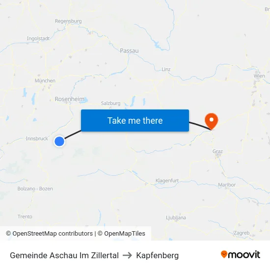 Gemeinde Aschau Im Zillertal to Kapfenberg map