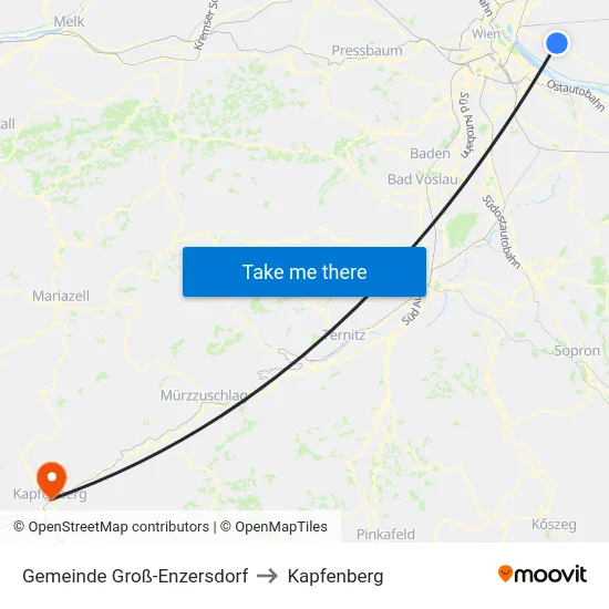 Gemeinde Groß-Enzersdorf to Kapfenberg map