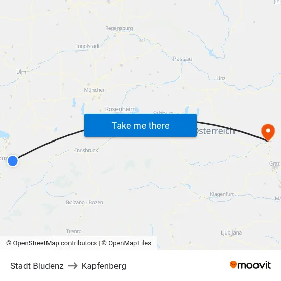 Stadt Bludenz to Kapfenberg map