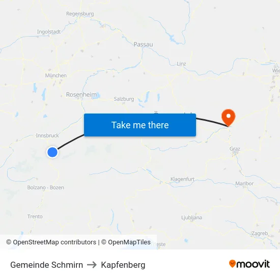 Gemeinde Schmirn to Kapfenberg map