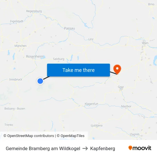 Gemeinde Bramberg am Wildkogel to Kapfenberg map