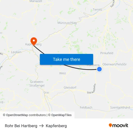 Rohr Bei Hartberg to Kapfenberg map