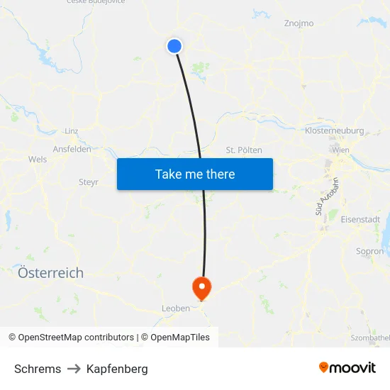 Schrems to Kapfenberg map