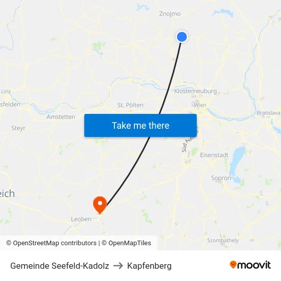 Gemeinde Seefeld-Kadolz to Kapfenberg map
