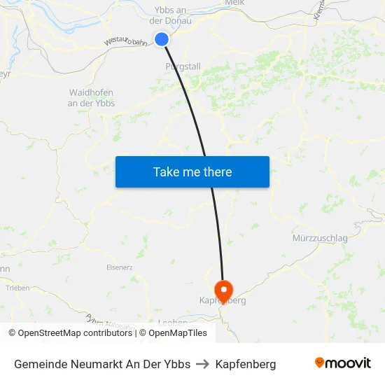 Gemeinde Neumarkt An Der Ybbs to Kapfenberg map