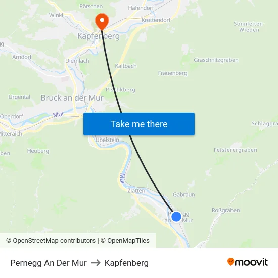 Pernegg An Der Mur to Kapfenberg map