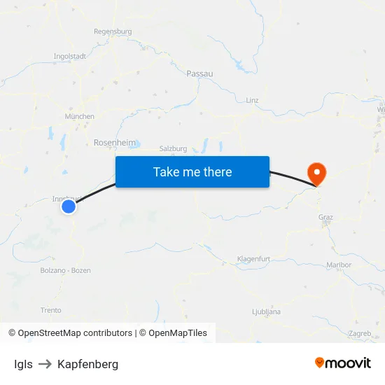 Igls to Kapfenberg map