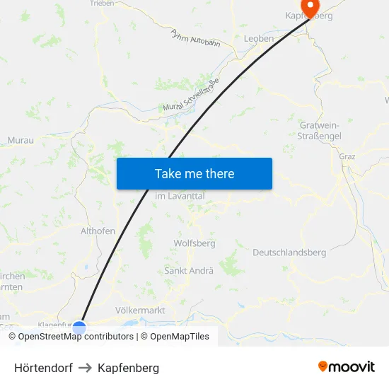 Hörtendorf to Kapfenberg map