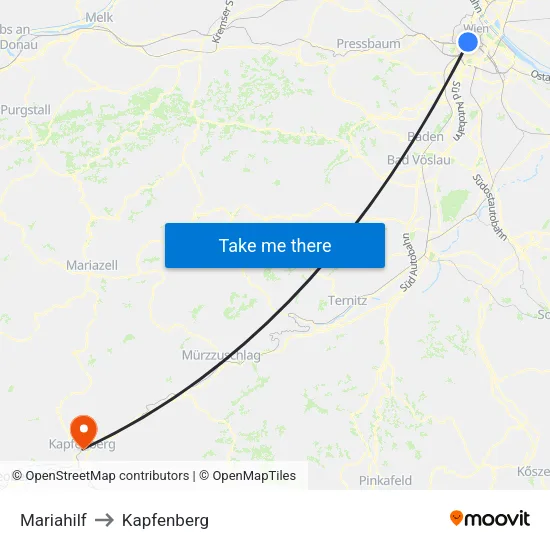 Mariahilf to Kapfenberg map