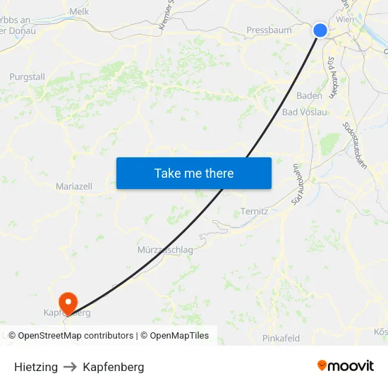 Hietzing to Kapfenberg map