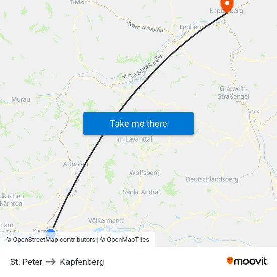 St. Peter to Kapfenberg map