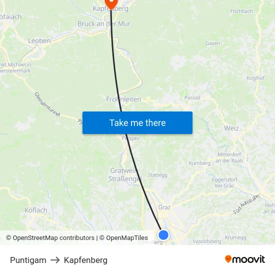 Puntigam to Kapfenberg map