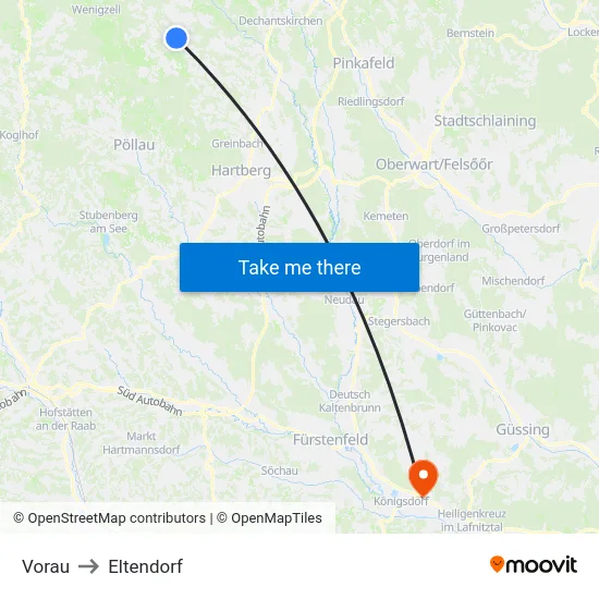 Vorau to Eltendorf map