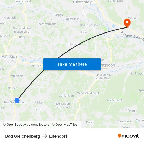 Bad Gleichenberg to Eltendorf map