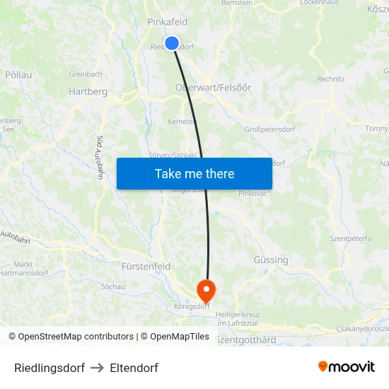 Riedlingsdorf to Eltendorf map