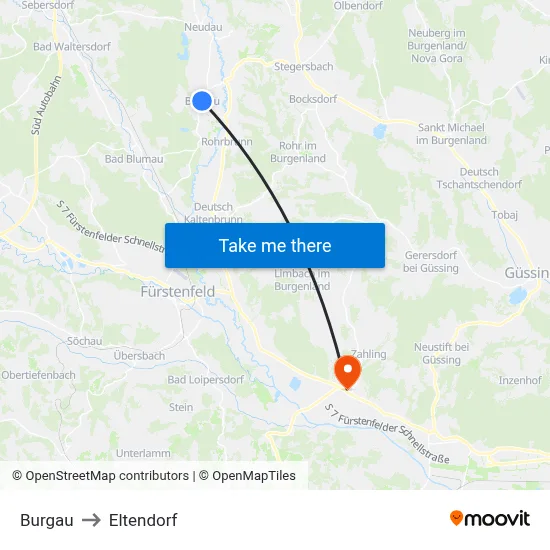 Burgau to Eltendorf map
