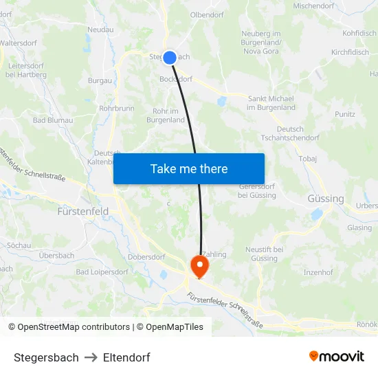 Stegersbach to Eltendorf map
