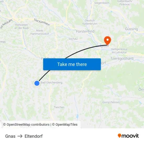 Gnas to Eltendorf map