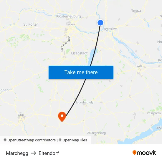 Marchegg to Eltendorf map