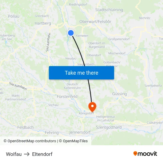 Wolfau to Eltendorf map