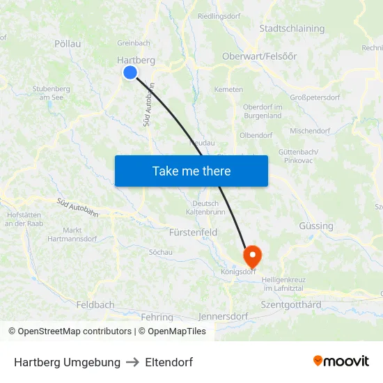 Hartberg Umgebung to Eltendorf map