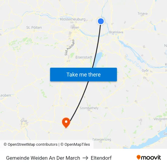 Gemeinde Weiden An Der March to Eltendorf map