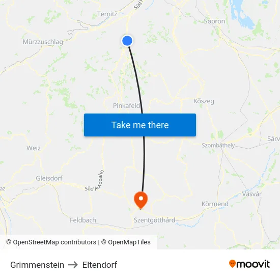 Grimmenstein to Eltendorf map