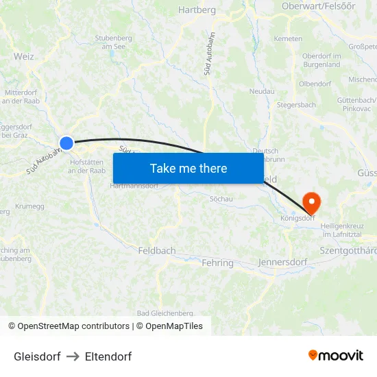 Gleisdorf to Eltendorf map