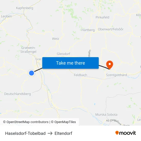 Haselsdorf-Tobelbad to Eltendorf map