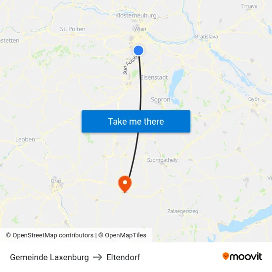 Gemeinde Laxenburg to Eltendorf map