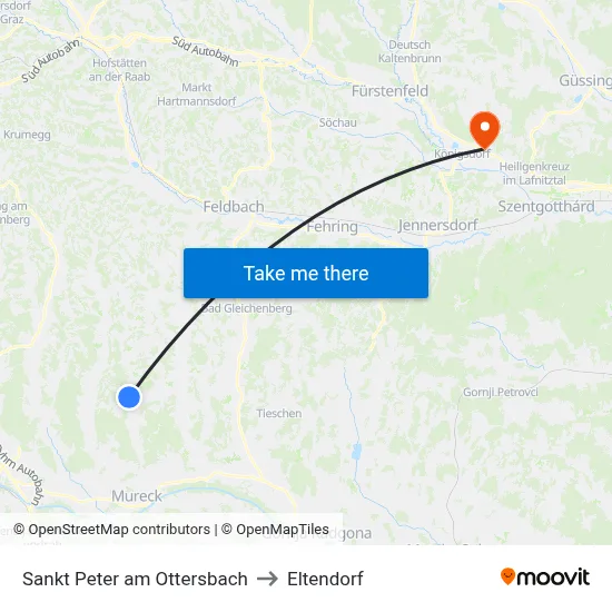 Sankt Peter am Ottersbach to Eltendorf map