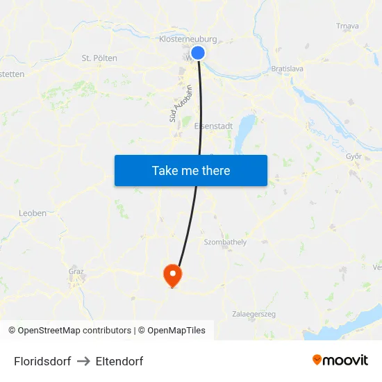 Floridsdorf to Eltendorf map