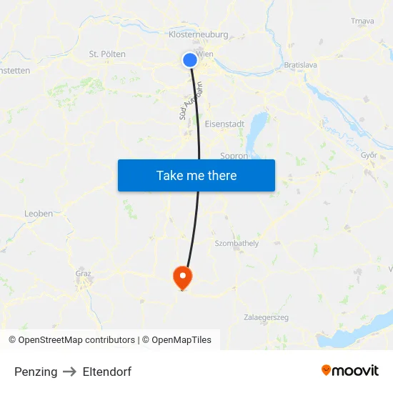 Penzing to Eltendorf map