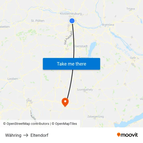 Währing to Eltendorf map
