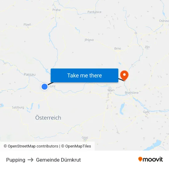 Pupping to Gemeinde Dürnkrut map