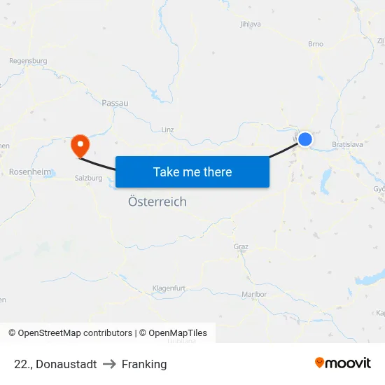 22., Donaustadt to Franking map