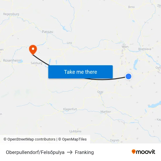 Oberpullendorf/Felsőpulya to Franking map