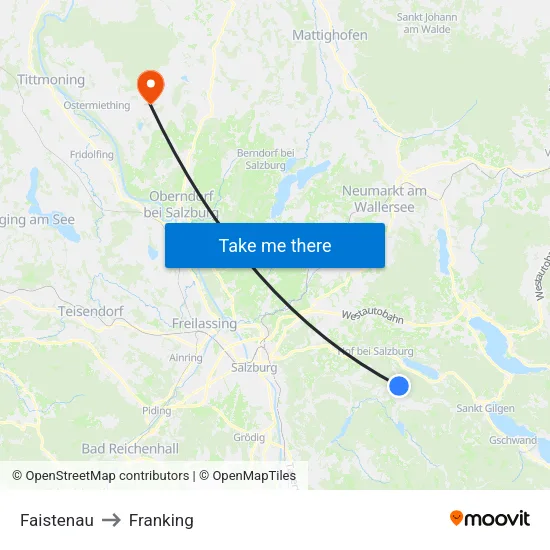 Faistenau to Franking map