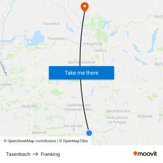 Taxenbach to Franking map