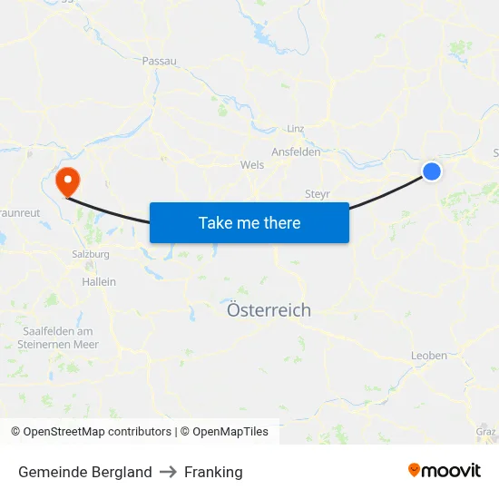 Gemeinde Bergland to Franking map