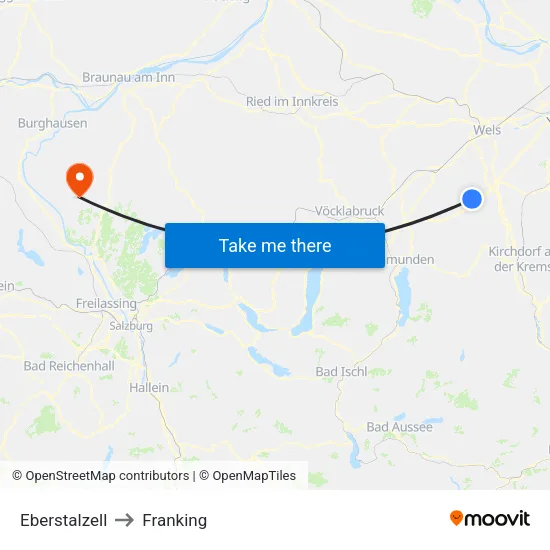 Eberstalzell to Franking map