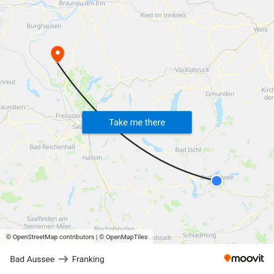 Bad Aussee to Franking map